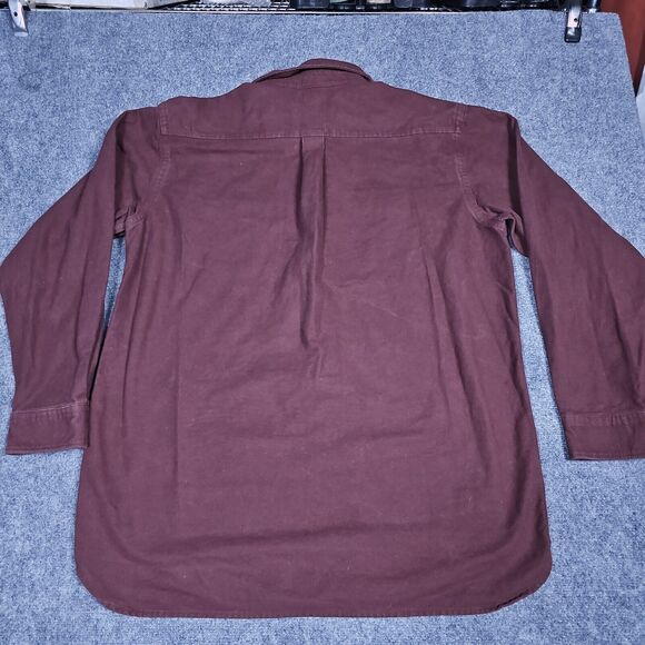 LL Bean Shirt Mens Large Tall XLT Burg Chamois Cloth Flannel Heavy Cotton 187924 - Picture 2 of 6